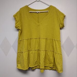 Umgee Mustard Yellow Tiered Top